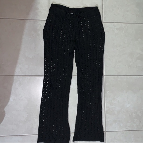 SHEIN Black Knit Drawstring Waist Cover Up Pants | Size L - Picture 3 of 4